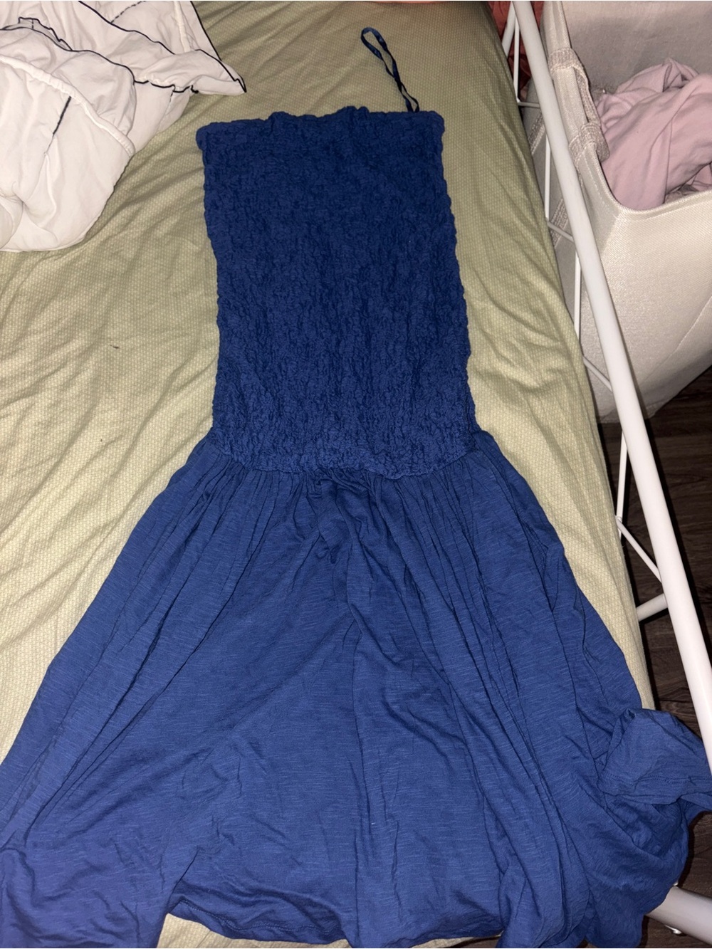 Anthropologie Royal Blue Strapless Smocked Sundress